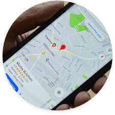 Phone showing map location